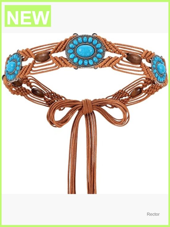 Boho Hand-Woven Wax Rope Waist Belt with Tassels 2\